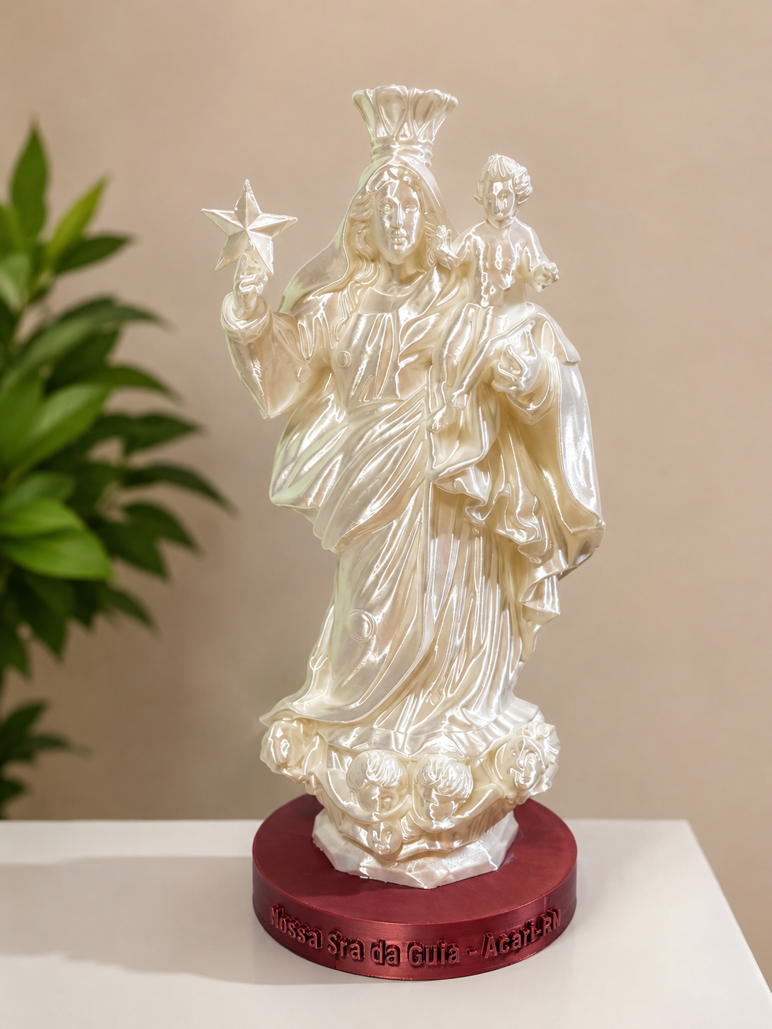 Santinha 22 cm Branco Pérola